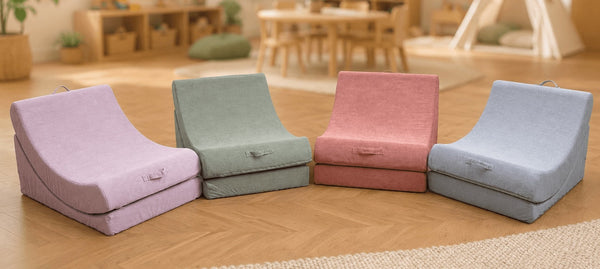 4 Cove Sensory Lounger in lavender, mint, rose and ocean in a corduroy material, a sensory rocking chair for toddlers and children