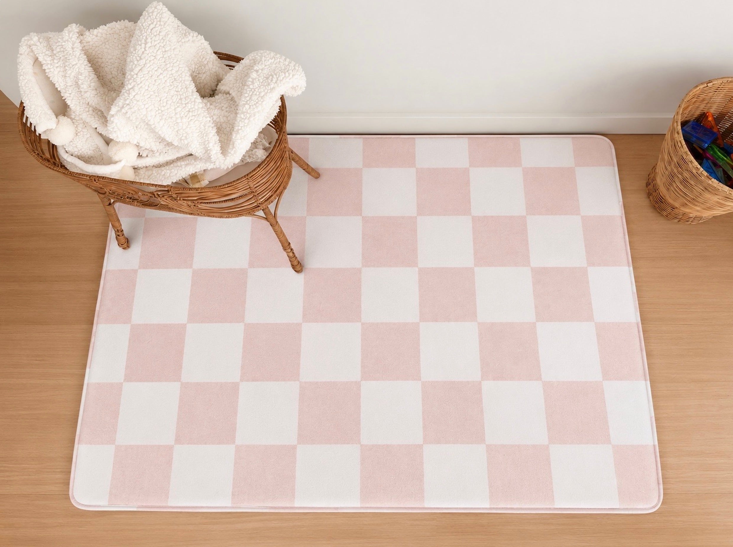 Blush Checkmate - Cubby Memory Foam Snuggle Rug