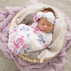 Lilac Skies I Baby Jersey Wrap & Topknot Set