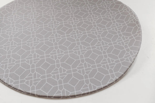 Baby Driver Earl Round playmat. Side A has a grey geometric pattern.
