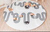 Wooden toys on Baby Driver Earl Round playmat. Side B has a car track design.