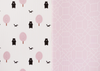 Two sides of Forrest Blush playmat. Side A has a pink geometric pattern and side B has a tree and bear pattern. 
