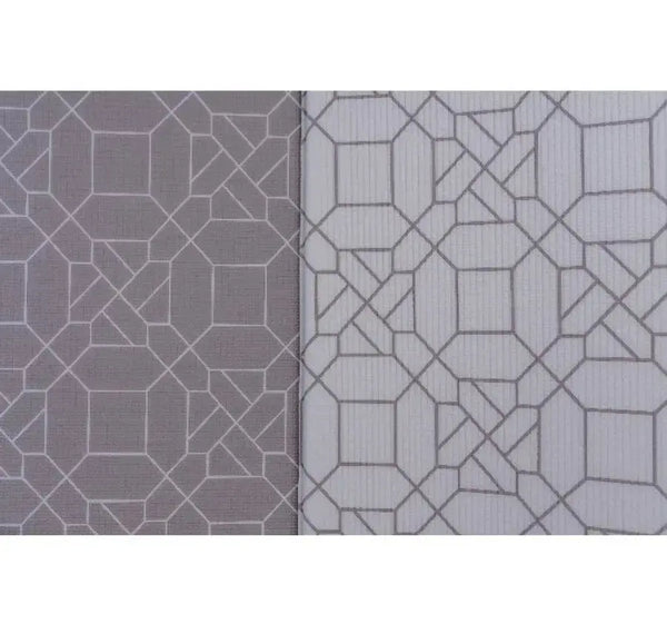 Two sides of My name is Earl playmat. Side A has a grey geometric pattern and side B has a dark grey geometric pattern.